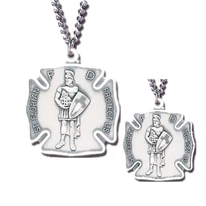 Blackinton St. Florian Medal, Sterling Silver with Chain
