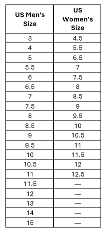 Redback Boots Sizes